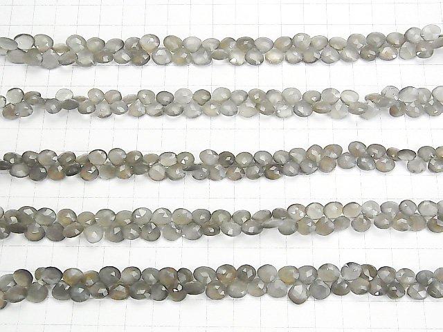 [Video] High Quality Brown-Gray Moonstone AA++ Chestnut Faceted Briolette half or 1strand beads (aprx.7inch / 18cm)