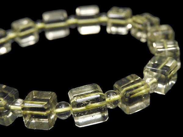 [Video] [One of a kind] Libyan Desert Glass AAA Cube & Round Bracelet NO.100