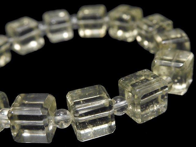 [Video] [One of a kind] Libyan Desert Glass AAA Cube & Round Bracelet NO.104