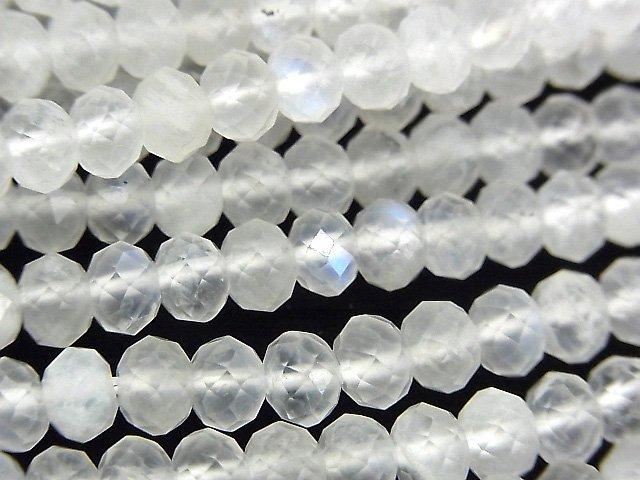[Video] High Quality! Royal Blue Moonstone AA+ Faceted Button Roundel 5.5x5.5x3.5mm half or 1strand beads (aprx.15inch / 36cm)