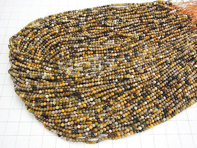 [Video] High Quality! Bumblebee Jasper Faceted Round 2mm 1strand beads (aprx.15inch / 36cm)