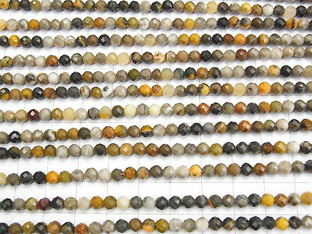 [Video] High Quality! Bumblebee Jasper Faceted Round 4mm 1strand beads (aprx.15inch / 36cm)