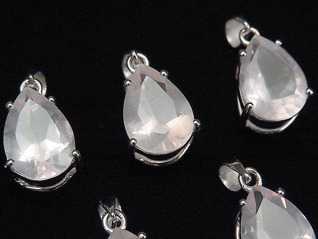 [Video] High Quality Rose Quartz AAA Pear shape Faceted Pendant 14x10mm Silver925