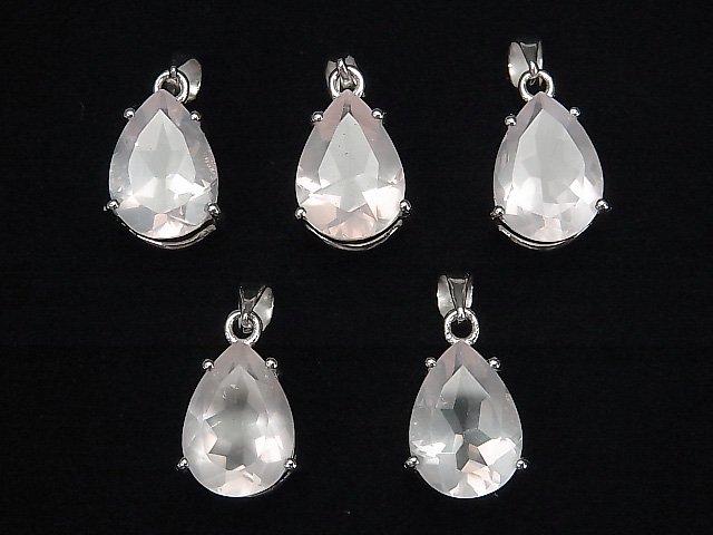 [Video] High Quality Rose Quartz AAA Pear shape Faceted Pendant 14x10mm Silver925