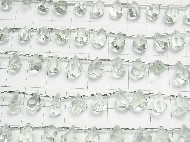 [Video] High Quality Green Amethyst AAA Rough Drop Faceted Briolette half or 1strand beads (aprx.7inch / 18cm)