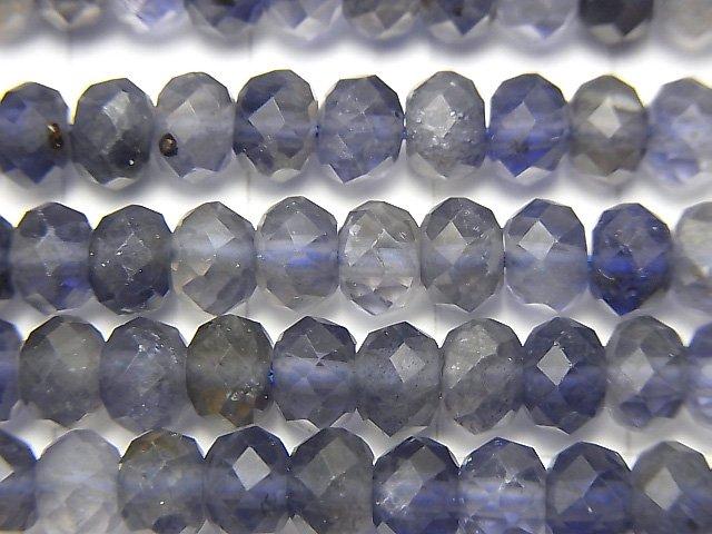 [Video] High Quality! Iolite AA++ Faceted Button Roundel 6x6x4mm 1strand beads (aprx.15inch / 38cm)