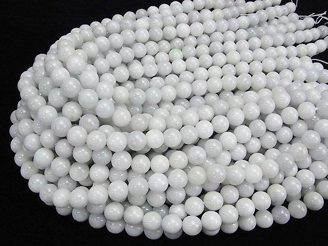 [Video] Burmese White Jadeite AA Round 10mm 1strand beads (aprx.15inch / 38cm)