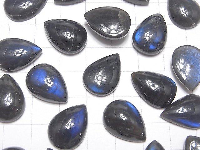 [Video] High Quality Black Labradorite AA++ Pear shape Cabochon 18x13mm 1pc