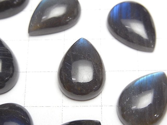 [Video]High Quality Black Labradorite AAA- Pear shape Cabochon 18x13mm 1pc