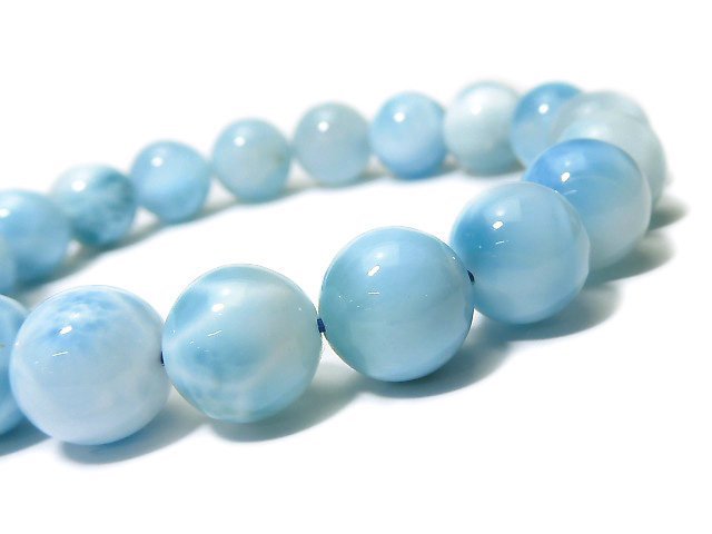 [Video][One of a kind] High Quality Larimar Pectolite AAA Round 11mm Bracelet NO.308