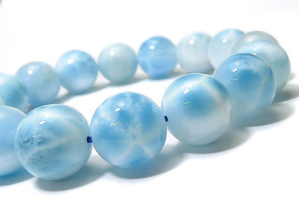[Video][One of a kind] High Quality Larimar Pectolite AAA Round 13mm Bracelet NO.316