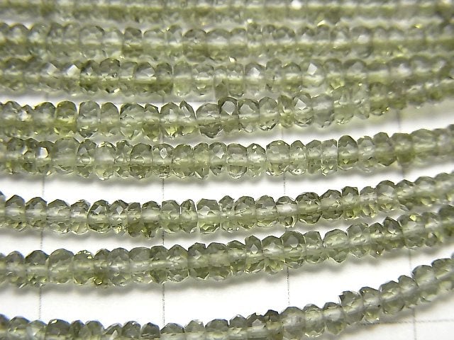 [Video] High Quality Moldavite AAA Faceted Button Roundel 1/4 or 1strand beads (aprx.15inch / 38cm)