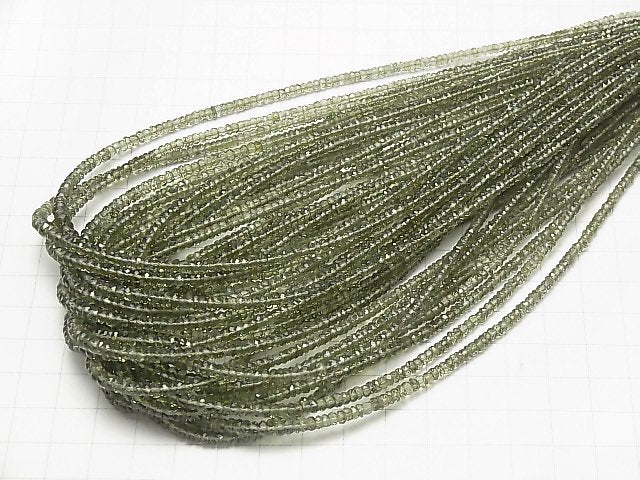 [Video] High Quality Moldavite AAA Faceted Button Roundel 1/4 or 1strand beads (aprx.15inch / 38cm)