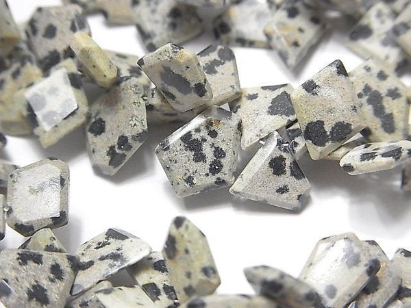 [Video] Dalmatian Jasper Rough Slice Faceted half or 1strand beads (aprx.6inch / 15cm)