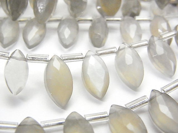 [Video]High Quality Gray Moonstone AA++ Marquise Faceted Briolette 1strand beads (aprx.7inch/18cm)
