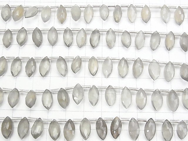 [Video]High Quality Gray Moonstone AA++ Marquise Faceted Briolette 1strand beads (aprx.7inch/18cm)