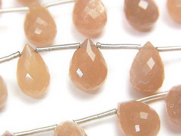 [Video] High Quality Orange Moonstone AAA- Drop Faceted Briolette half or 1strand beads (aprx.7inch / 18cm)