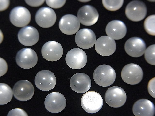 [Video]White Moonstone AAA Round Cabochon 5x5mm 10pcs