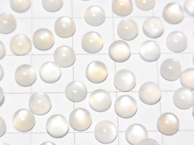 [Video]White Moonstone AAA Round Cabochon 5x5mm 10pcs