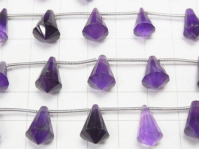 [Video] High Quality Amethyst AAA- Deformation Drop Faceted Briolette 1strand (9pcs)