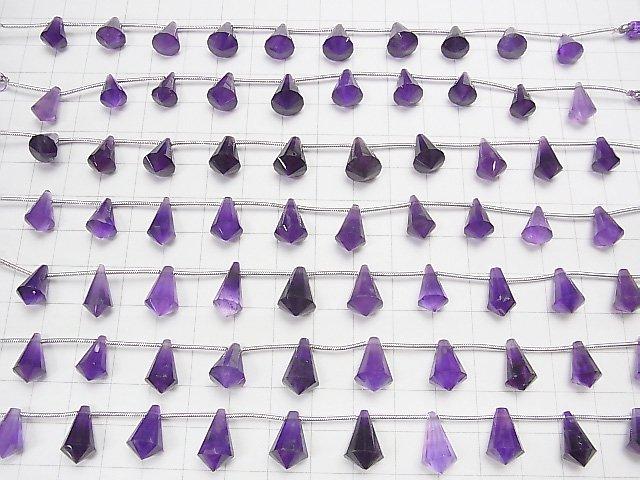 [Video] High Quality Amethyst AAA- Deformation Drop Faceted Briolette 1strand (9pcs)