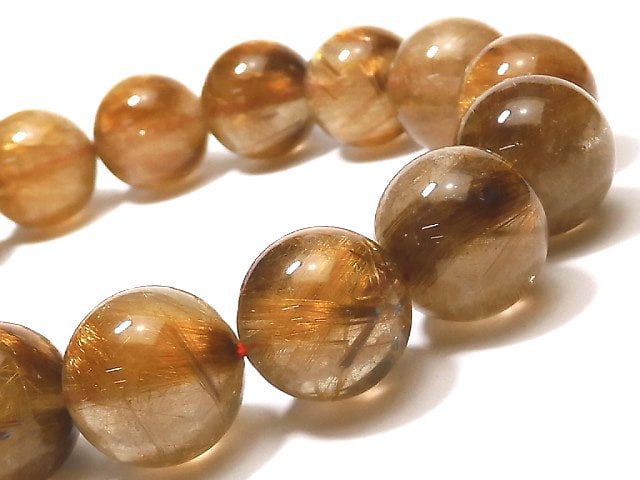 [Video][One of a kind] Copper Rutilated Quartz AAA Round 14mm Bracelet NO.104