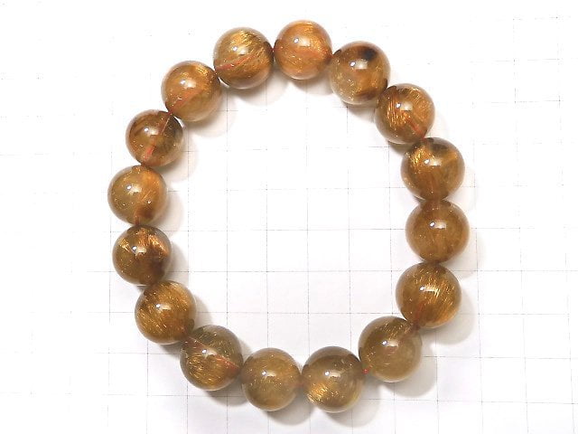 [Video][One of a kind] Copper Rutilated Quartz AAA Round 14mm Bracelet NO.104