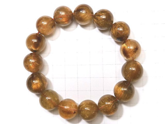 [Video][One of a kind] Copper Rutilated Quartz AAA Round 15mm Bracelet NO.105