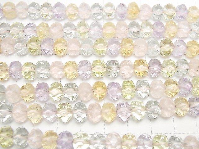 [Video] High Quality! Mixed Stone AAA- Star Faceted Button Roundel 9x9x6mm 1/4 or 1strand beads (aprx.15inch / 37cm)