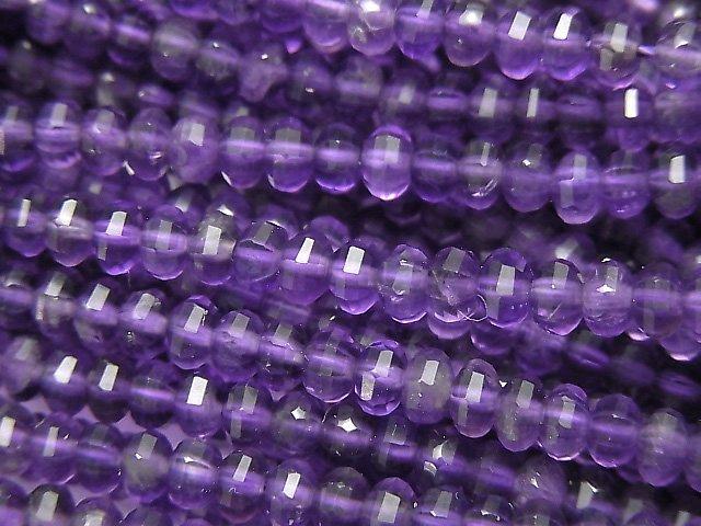 [Video] High Quality! Amethyst AA++ Mirror Faceted Button Roundel 4x4x3mm 1strand beads (aprx.15inch / 38cm)