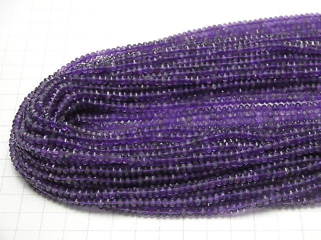 [Video] High Quality! Amethyst AA++ Mirror Faceted Button Roundel 4x4x3mm 1strand beads (aprx.15inch / 38cm)