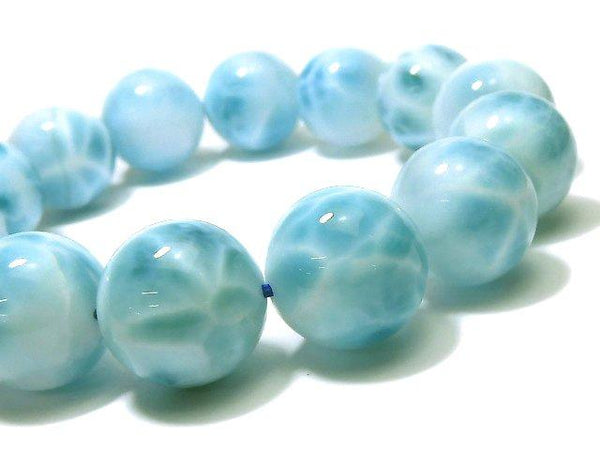 [Video] [One of a kind] High quality Larimar Pectolite AAA Round 16mm Bracelet NO.401