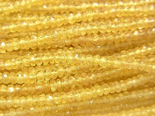 [Video] High Quality! Yellow Sapphire AAA Faceted Button Roundel half or 1strand beads (aprx.15inch / 38cm)