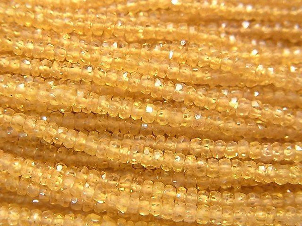 [Video] High Quality! Yellow Orange Sapphire AAA Faceted Button Roundel half or 1strand beads (aprx.15inch / 38cm)