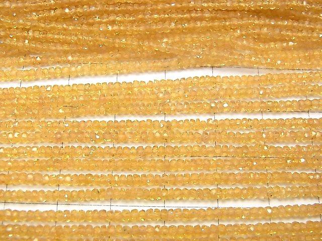 [Video] High Quality! Yellow Orange Sapphire AAA Faceted Button Roundel half or 1strand beads (aprx.15inch / 38cm)