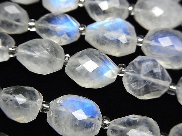 [Video]High Quality Rainbow Moonstone AAA Faceted Nugget 1strand beads (aprx.7inch/18cm)