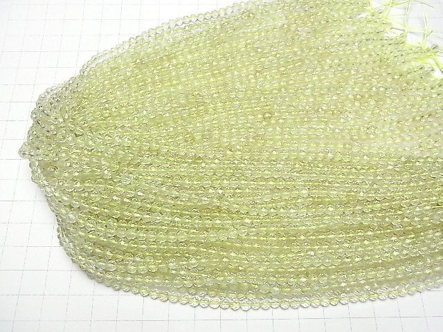 [Video] High Quality! Lemon Quartz AAA Faceted Round 4mm 1strand beads (aprx.15inch / 36cm)