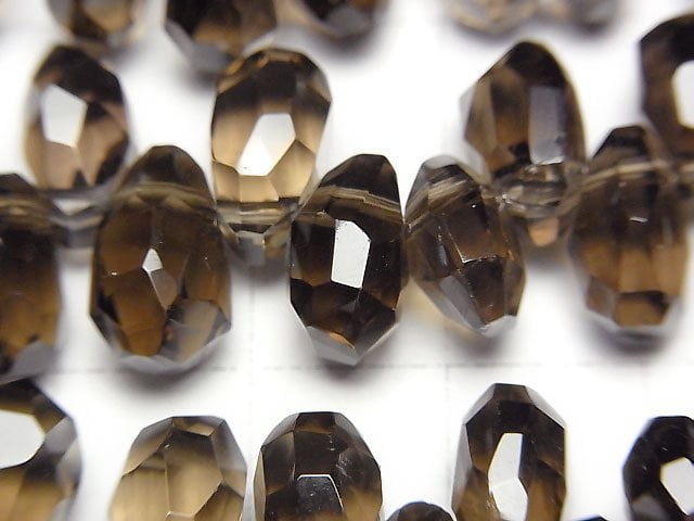 [Video]Smoky Quartz AAA Faceted Nugget Top Side Drilled Hole [M size] 1/4 or 1strand beads (aprx.15inch/38cm)