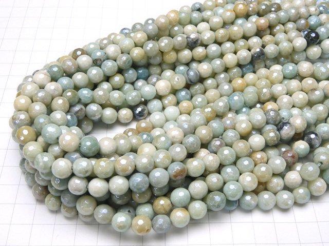[Video] Mix Amazonite AA+ 128Faceted Round 8mm Coating 1strand beads (aprx.15inch / 36cm)
