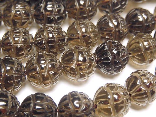 [Video] Smoky Quartz AAA Lotus Carving 10mm 1/4 or 1strand beads (aprx.15inch / 36cm)
