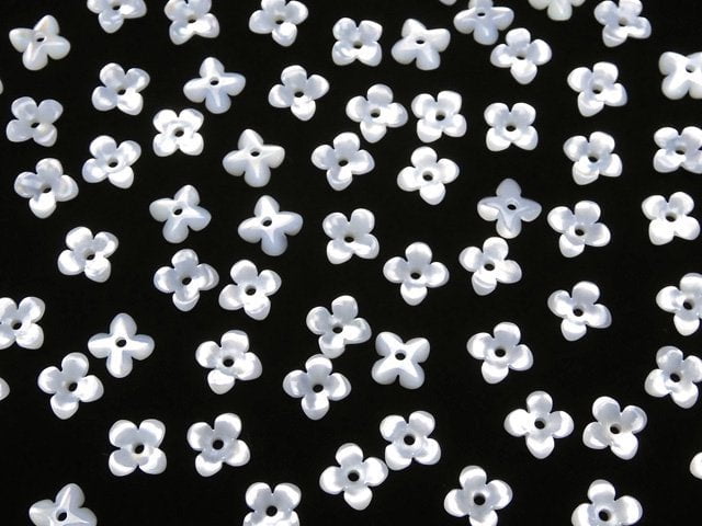 [Video] High Quality White Shell (Silver-lip Oyster )AAA Flower(4pcs Flower) 6mm Center Hole 4pcs