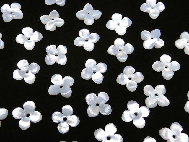 [Video] High Quality White Shell (Silver-lip Oyster) AAA Flower (4pcs Flower) 8mm Center Hole 4pcs