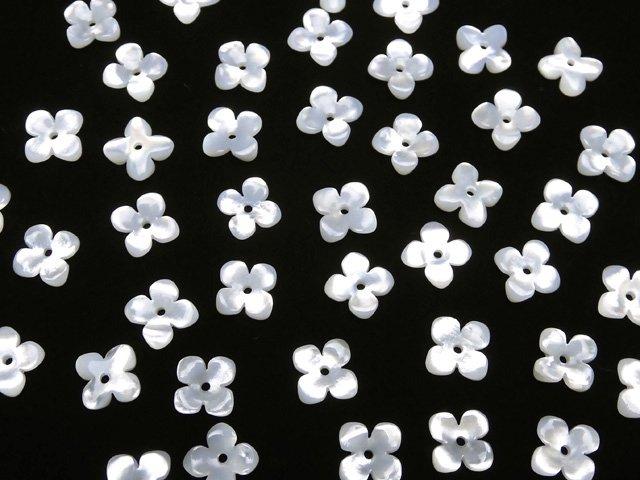 [Video] High Quality White Shell (Silver-lip Oyster) AAA Flower (4pcs Flower) 8mm Center Hole 4pcs