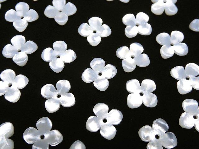 [Video] High Quality White Shell (Silver-lip Oyster) AAA Flower (4pcs Flower) 10mm Center Hole 4pcs