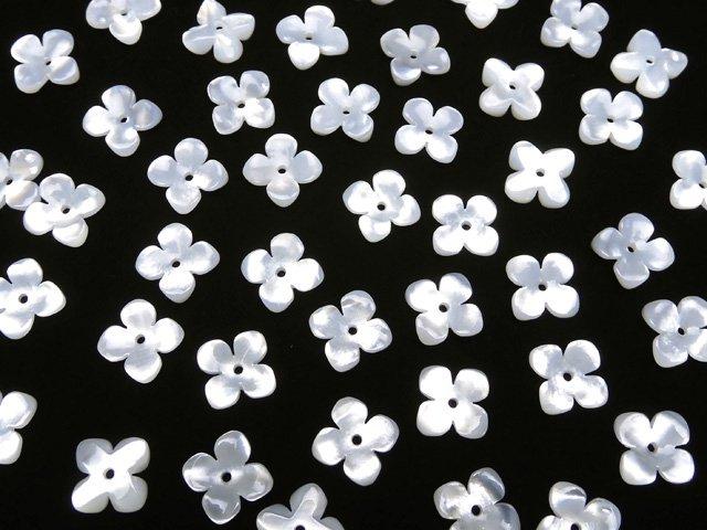 [Video] High Quality White Shell (Silver-lip Oyster) AAA Flower (4pcs Flower) 10mm Center Hole 4pcs