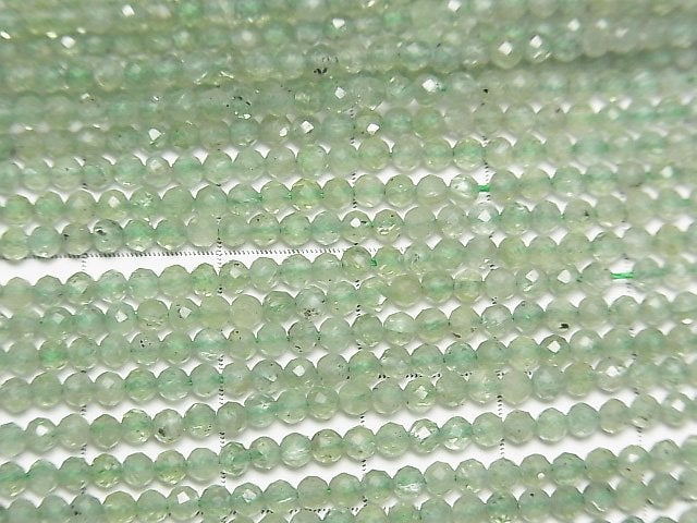 [Video] High Quality! Green Kyanite AAA- Faceted Round 2.5mm 1strand beads (aprx.15inch / 37cm)
