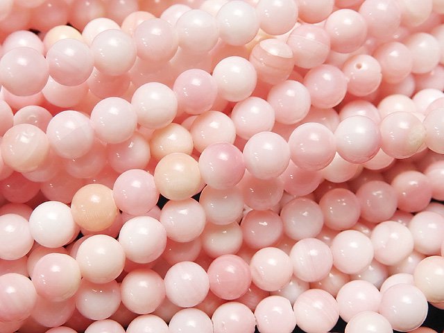 [Video] Queen Conch Shell AAA Round 4mm half or 1strand beads (aprx.15inch/38cm)