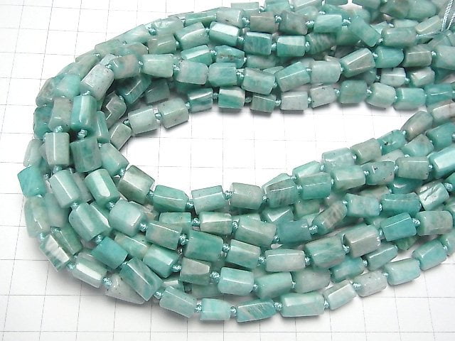 [Video]Amazonite AA Rough Tube -Faceted Nugget 1strand beads (aprx.15inch/37cm)