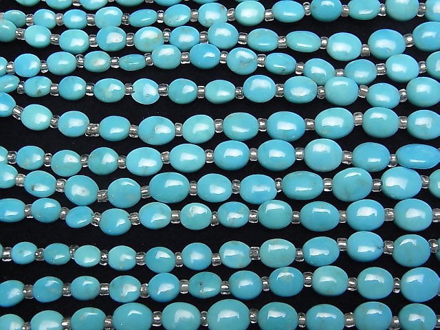 [Video]Kingman Turquoise AAA- Oval (Smooth) 1strand beads (aprx.7inch/18cm)