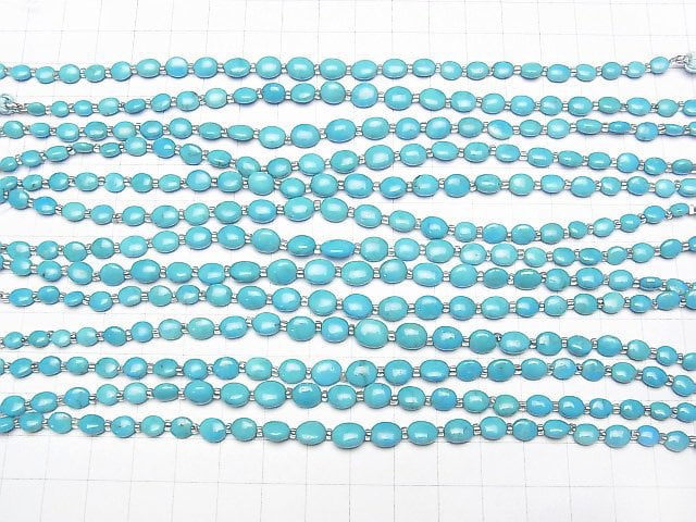 [Video]Kingman Turquoise AAA- Oval (Smooth) 1strand beads (aprx.7inch/18cm)